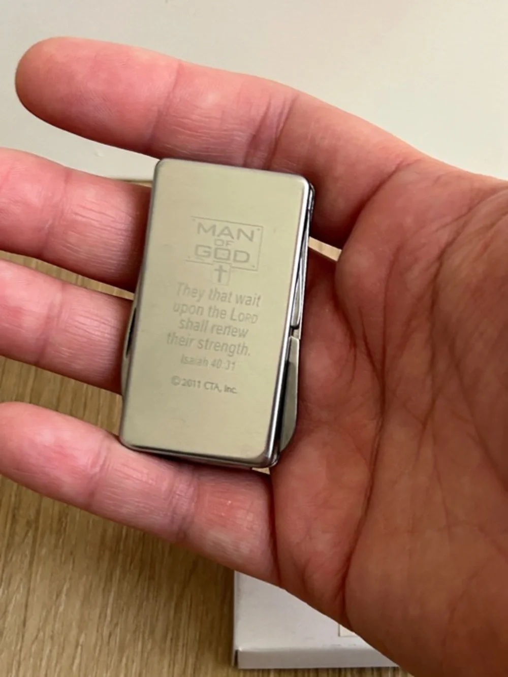 Man of God Silver Money Clip with Isaiah 40:31 Engraving 3 in 1 Tool Fathers Day